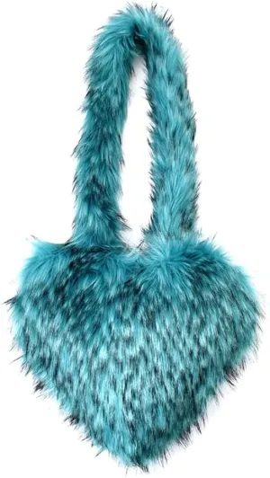 Large Heart Shaped Bag for Women Faux Fur Shoulder Purse Y2k Crossbody Bag Chic Handbag Furry Shoulder Tote Purse