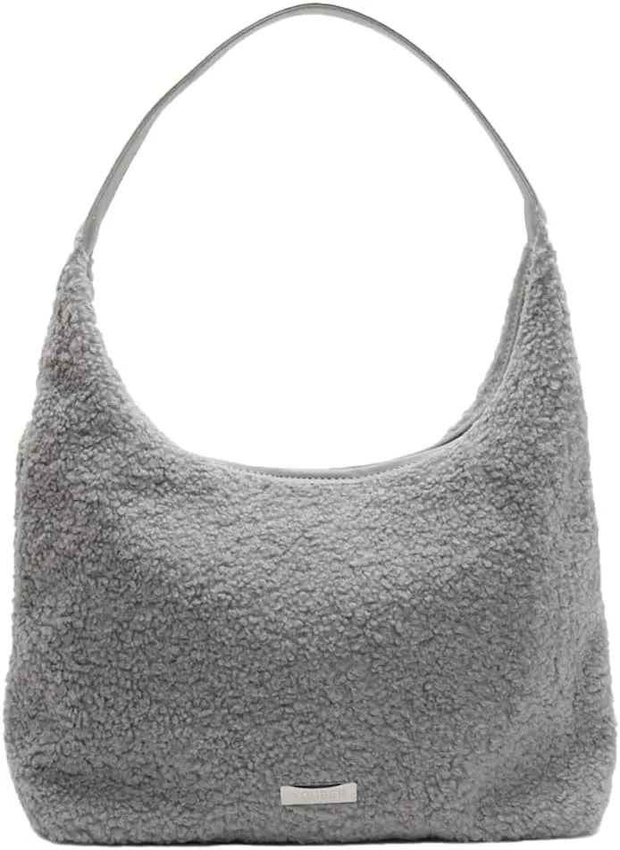 Large Tote Bag For Women Casual Fuzzy Plush Underarm Handbag Furry Shoulder Bag Faux Fur Winter Crossbody Bags Travel Purse
