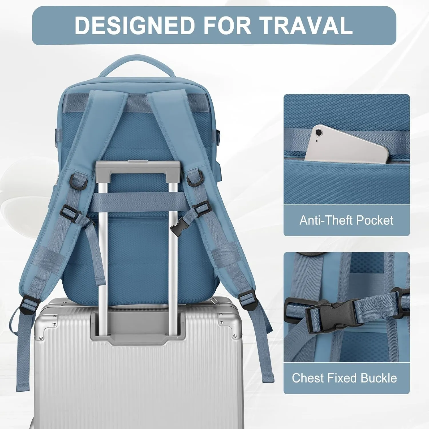 Large Travel Backpack for Women Men, Waterproof Carry on Backpack for Flight Approved, Mochila de Viaje Personal Item Luggage Backpacks with Shoce Compartment, Bulto de Viaje Tiktok Backpacks