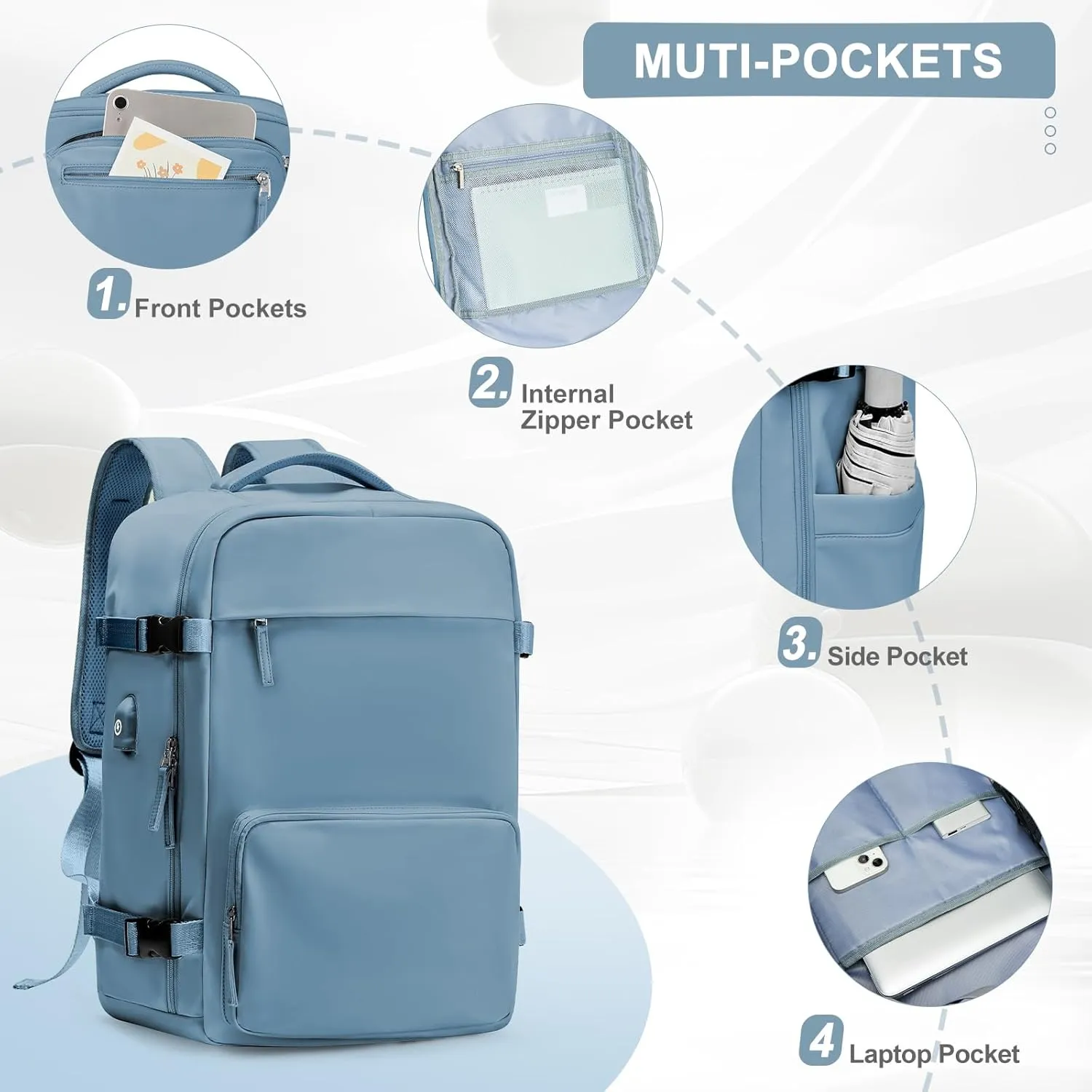 Large Travel Backpack for Women Men, Waterproof Carry on Backpack for Flight Approved, Mochila de Viaje Personal Item Luggage Backpacks with Shoce Compartment, Bulto de Viaje Tiktok Backpacks