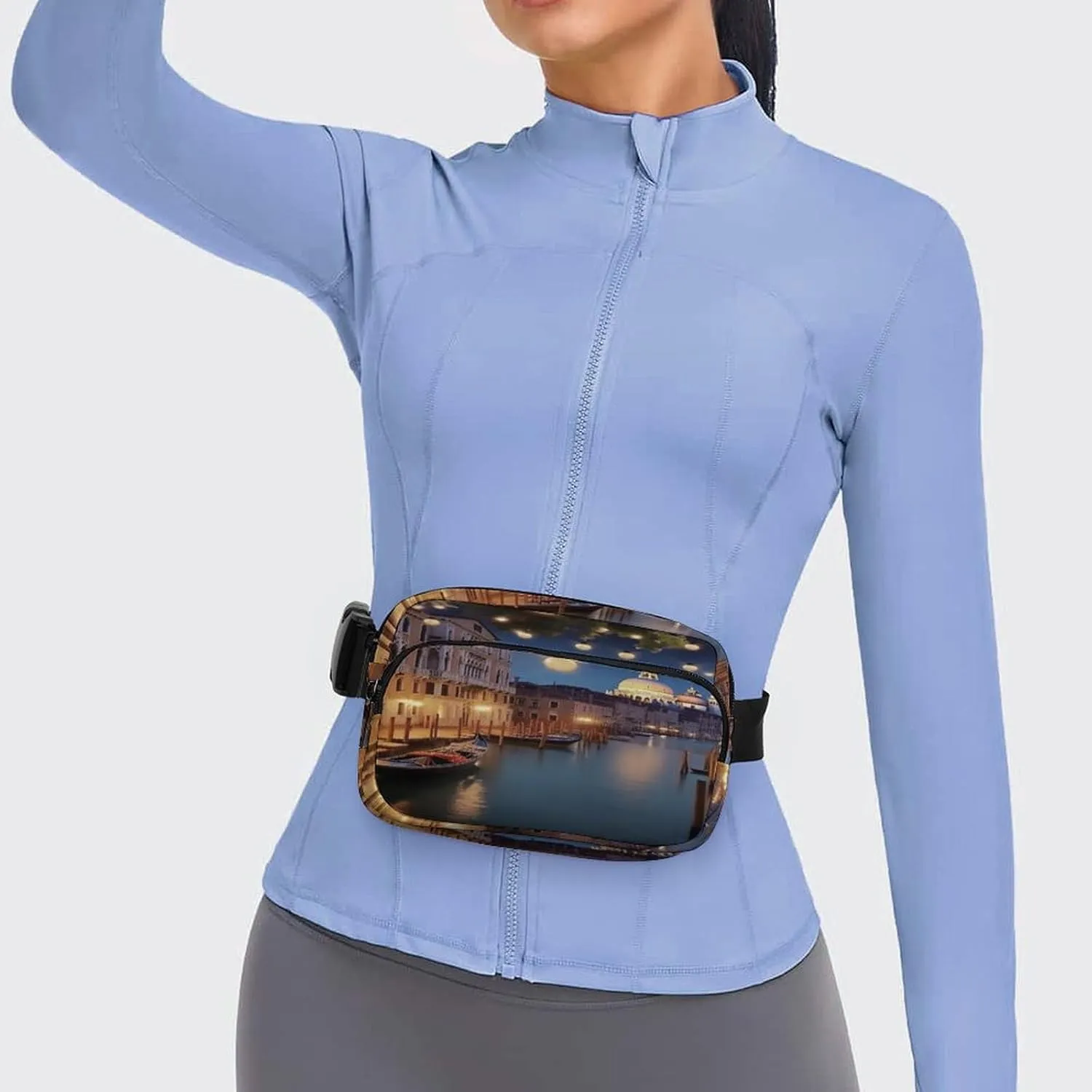 Large Waist Packs with Adjustable Strap,Beautiful Venice at Night CrossBody Fanny Pack Casual Bag for Travel Sports Running Hiking