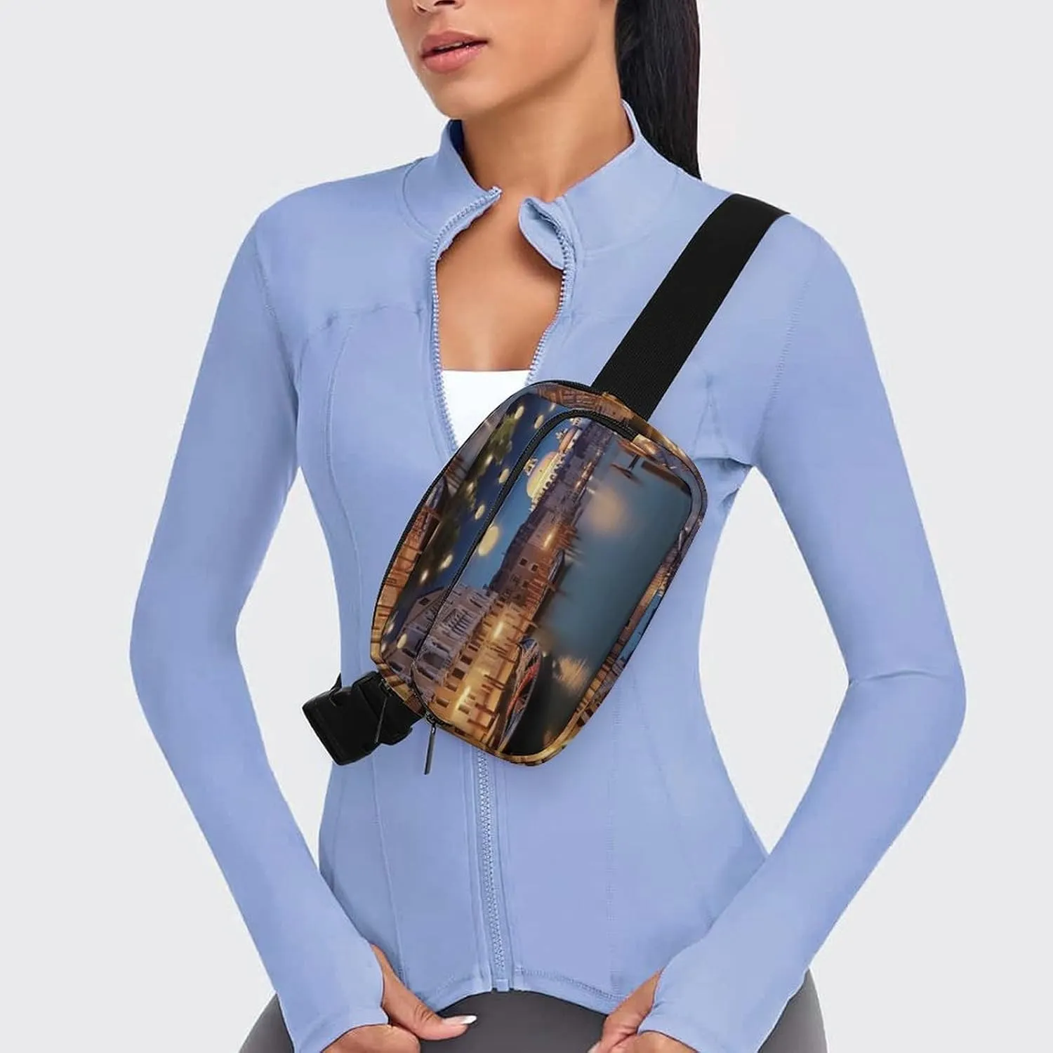 Large Waist Packs with Adjustable Strap,Beautiful Venice at Night CrossBody Fanny Pack Casual Bag for Travel Sports Running Hiking