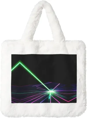 Laser Lights Printing Fluffy Shoulder Bag Ladies Plush Underarm Bag Tote Bag Furry Purse Handbag For Work Travel
