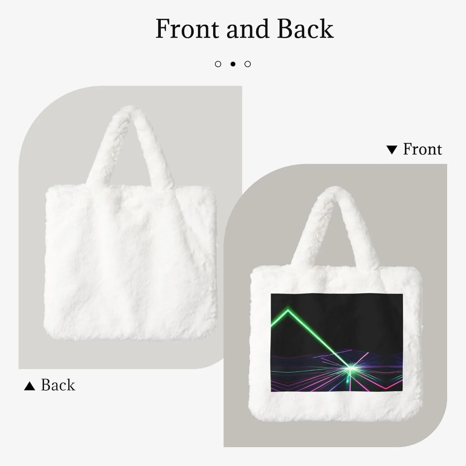 Laser Lights Printing Fluffy Shoulder Bag Ladies Plush Underarm Bag Tote Bag Furry Purse Handbag For Work Travel