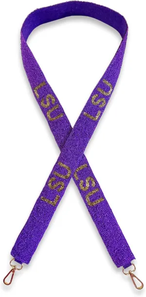 Lashicorn Louisiana Beaded Purse Strap Gold & Purple College Game Day Clear Handbag Replacement Strap Stadium Football University 49” Gold Hardware Clips for Sports Fans Merch