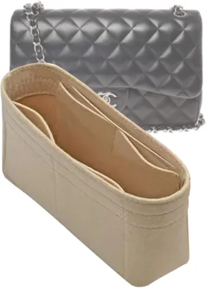 Lckaey Bag Organizer Insert for classic flap bag insert mini bag Shaper Insert - Premium Felt No zipper2009beige-mini
