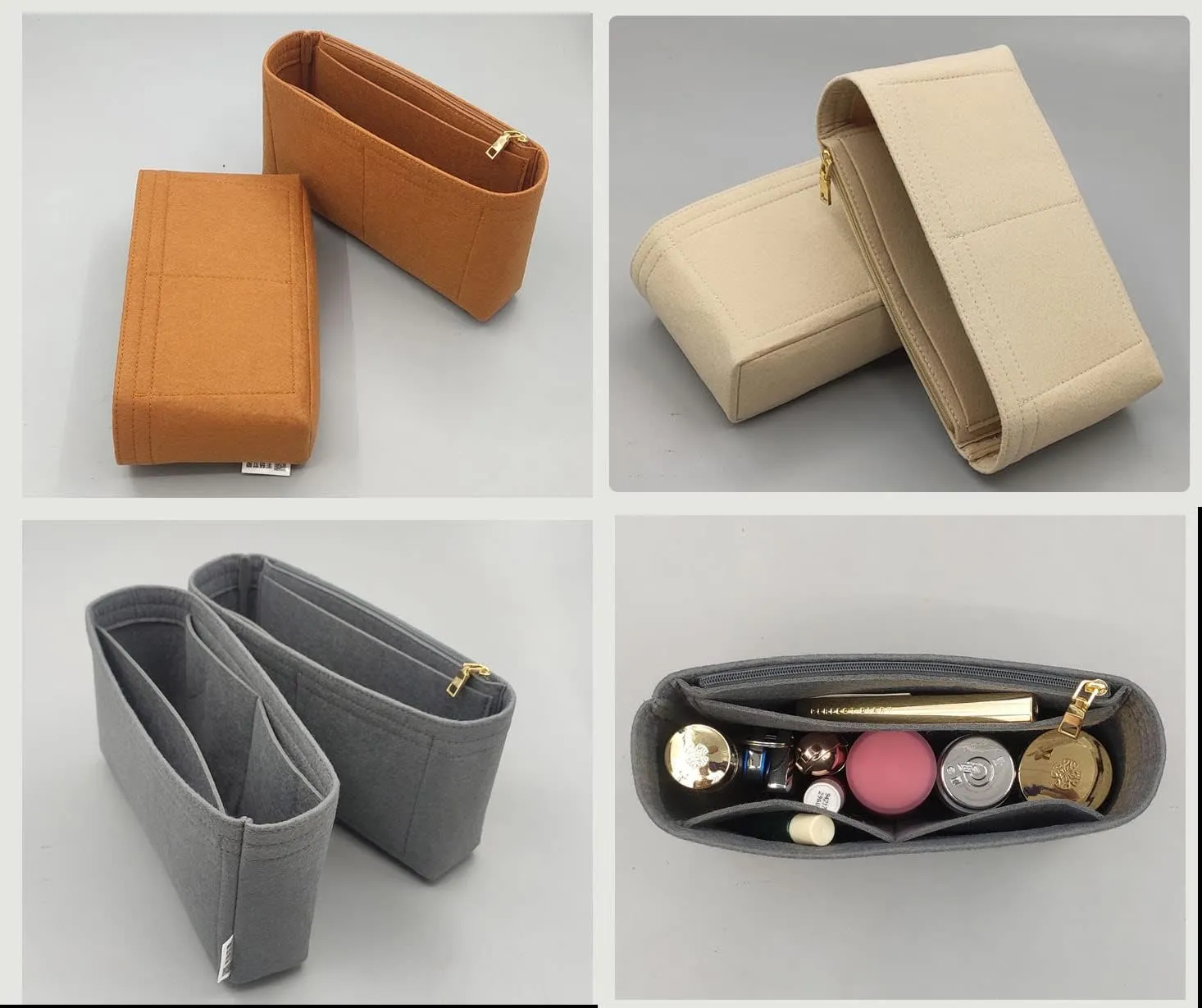 Lckaey Bag Organizer Insert for classic flap bag insert mini bag Shaper Insert - Premium Felt No zipper2009beige-mini