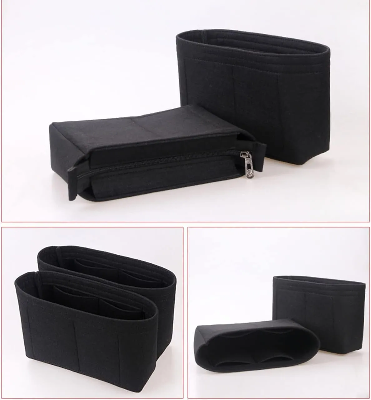 Lckaey Bag Organizer Insert for Classic Flap mini bag Shaper Purse Insert - Premium Handbag Felt Organizer 2009black-mini