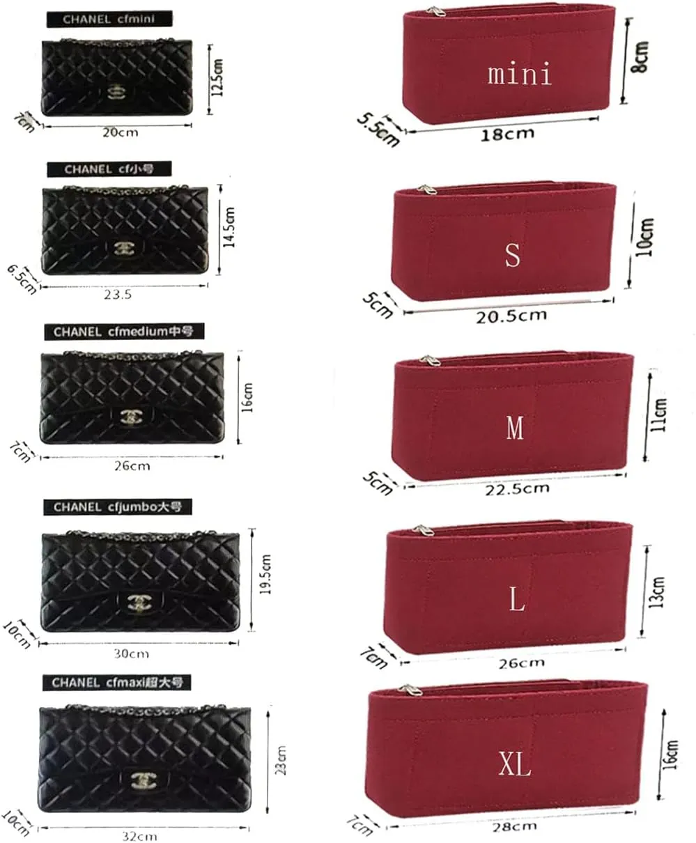 Lckaey Bag Organizer Insert for Classic Flap mini bag Shaper Purse Insert - Premium Handbag Felt Organizer 2009black-mini