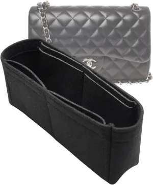 Lckaey Bag Organizer Insert for Classic Flap mini bag Shaper Purse Insert - Premium Handbag Felt Organizer 2009black-mini