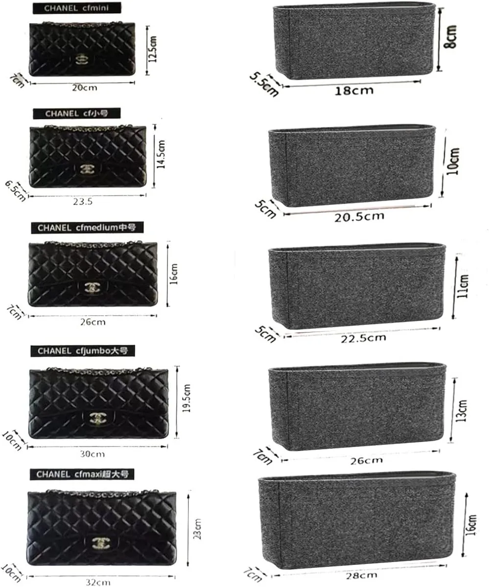 Lckaey Purse Organizer Insert for jumbo classic flap bag insert - Premium Handbag Felt Organizer 2009lightgray-L