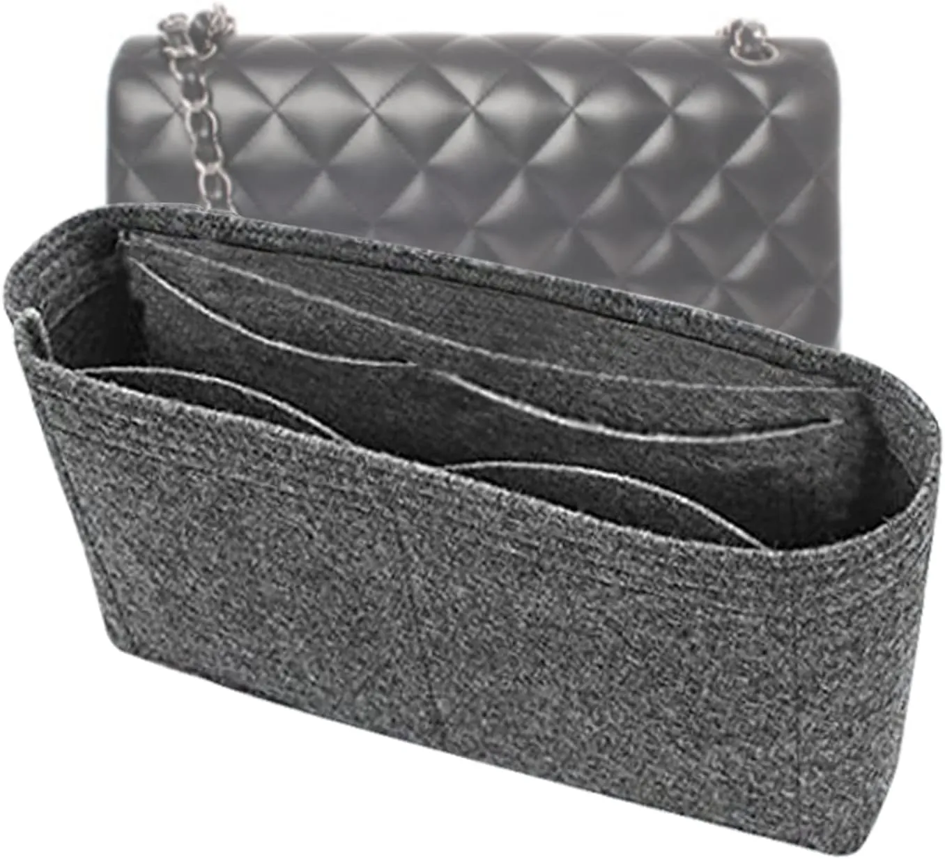 Lckaey Purse Organizer Insert for jumbo classic flap bag insert - Premium Handbag Felt Organizer 2009lightgray-L