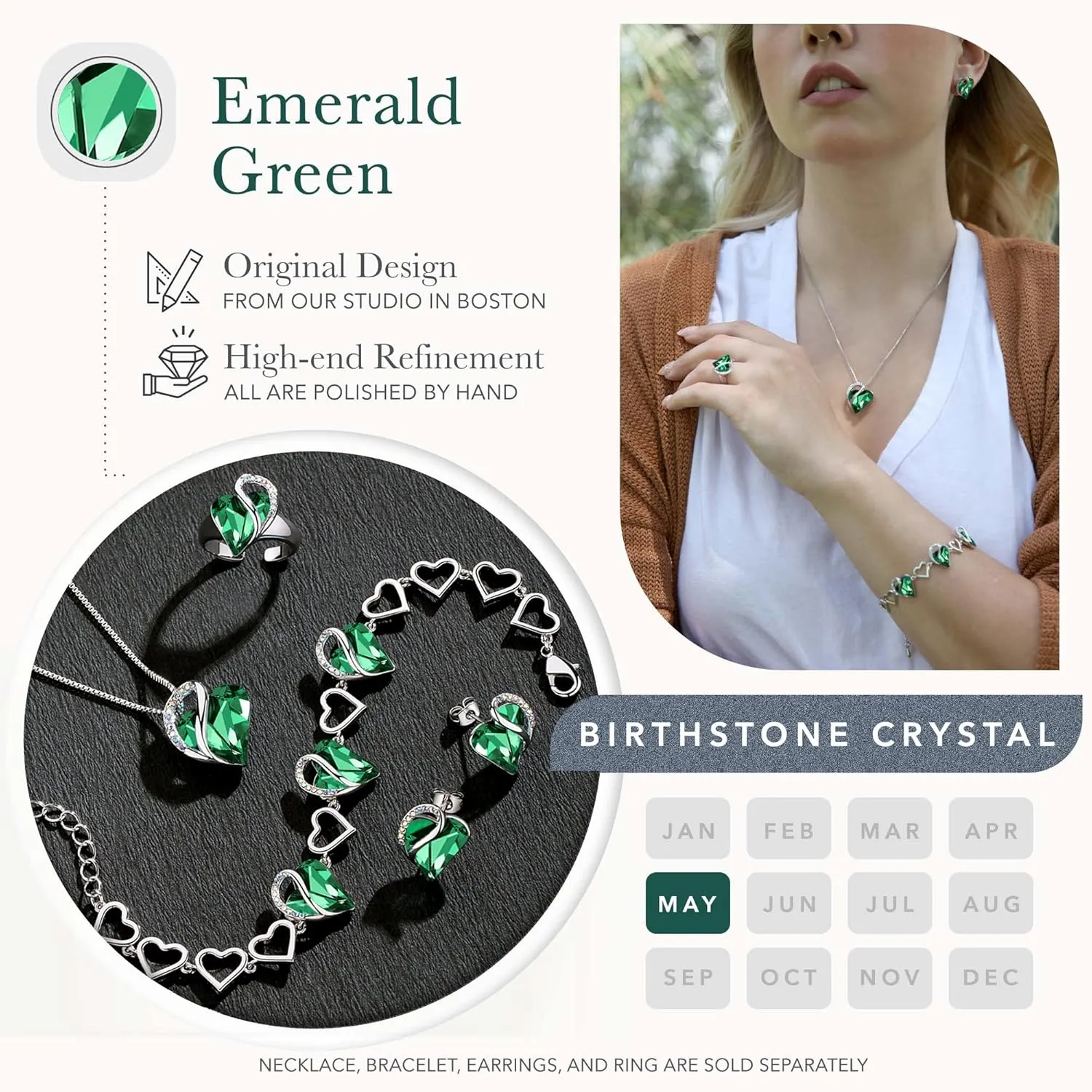 Leafael Valentine's Day Heart Link Bracelets for Women, Infinity Love Birthstone Crystal Charms or Healing Stones, Silver Plated Jewelry Gifts for Her, 7-inch Chain and 2-inch Extender