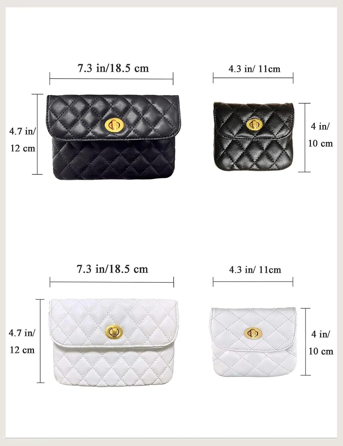 Leather Chain Belt Bag for Women White Crossbody Waist Purse Fanny Pack Fashion Evening Clutch Handbag Detachable