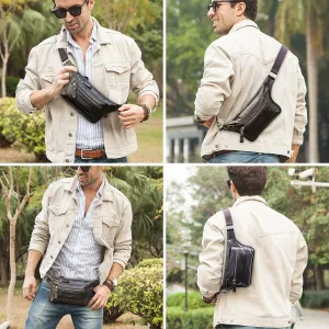 Leather Fanny Pack for Women and Men Waist Pack Brown Crossbody Belt Bag for Traveling or Riding