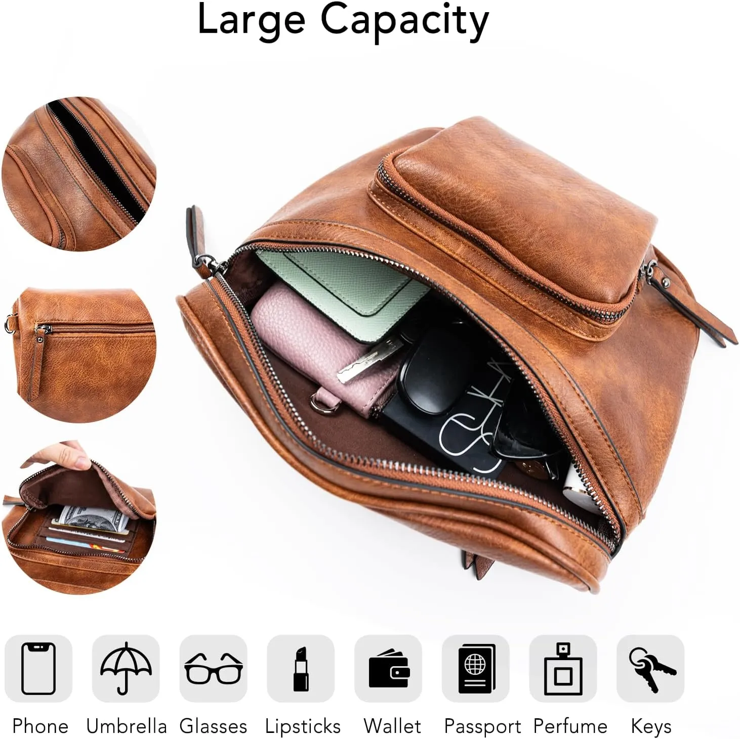 Letech  Fanny Pack Crossbody Bag with Adjustable Shoulder Strap,Two ways to carry fanny pack and crossbody bag (Brown)