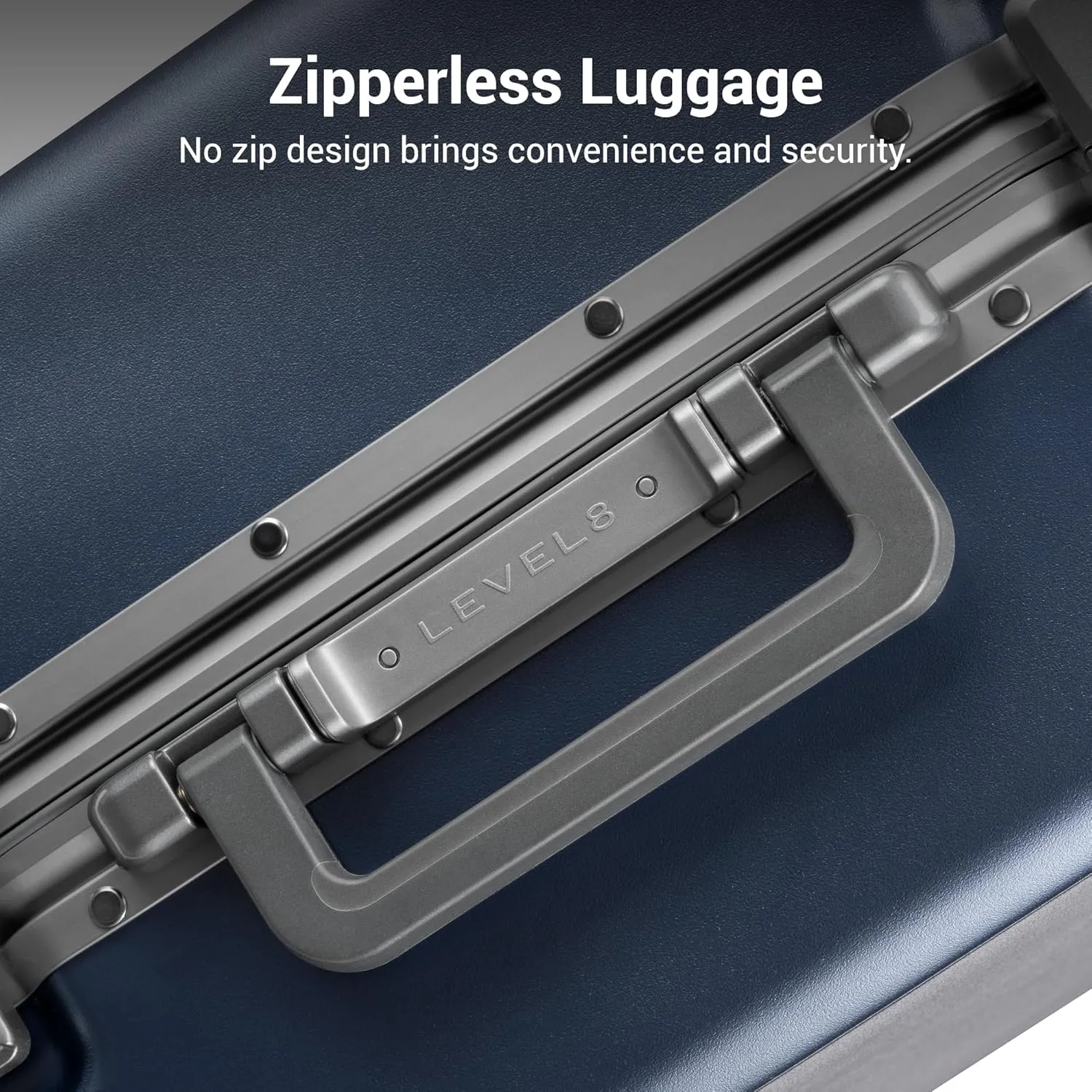 LEVEL8 Carry On Luggage Airline Approved Zipperless with Aluminum Frame, Lightweight Hard Case Luggage with Spinner Wheels, Metal Travel Suitcase with Double Tsa Locks, 20 Inch, Blue