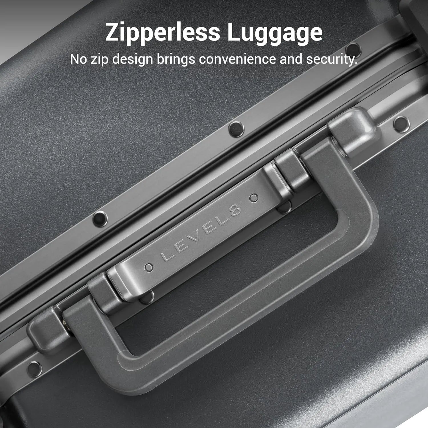 LEVEL8 Zipperless Carry On Luggage Airline Approved with Aluminum Frame, Lightweight Hard Shell Suitcase with Spinner Wheels, Metal Checked Luggage with Double Tsa Locks, 20 Inch, Grey