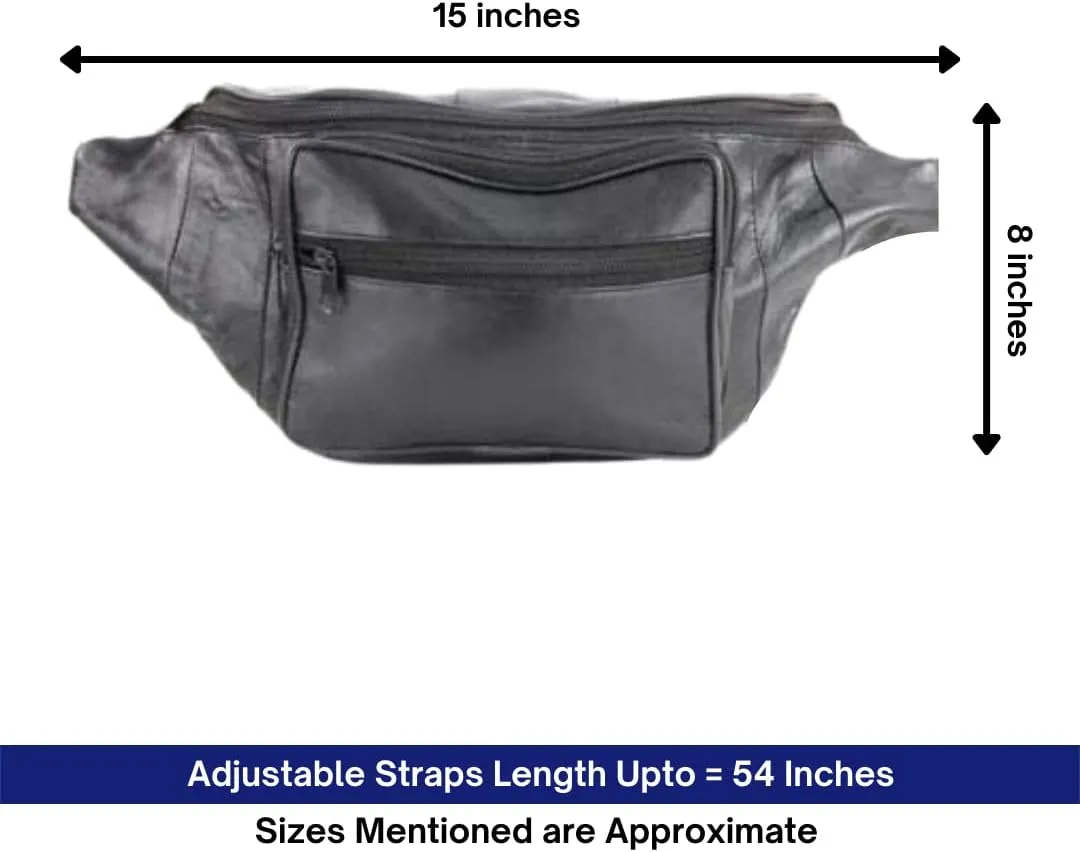 Liberty Leather Waist Bag for men & women, Tactical Fanny Pack Holster Fanny Bag In Black Leather Multi-Pocket Fanny Pack for Outdoor, Adventure