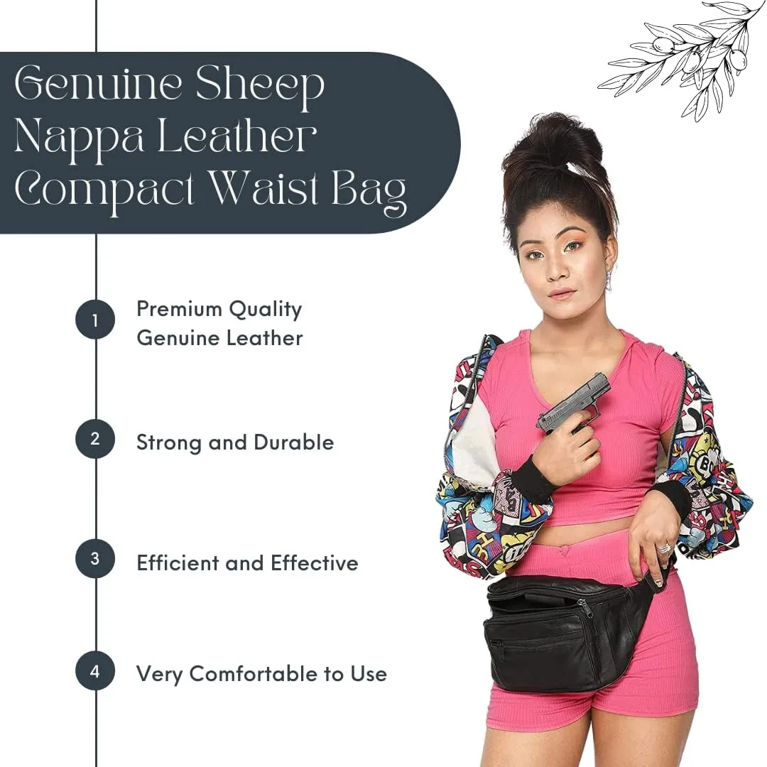Liberty Leather Waist Bag for men & women, Tactical Fanny Pack Holster Fanny Bag In Black Leather Multi-Pocket Fanny Pack for Outdoor, Adventure
