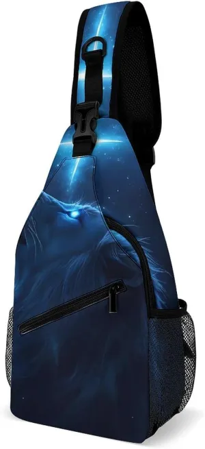 Lion Cross Faith Casual Sling Bag Backpack Travel Shoulder Chest Crossbody Bags Adjustable Daypack Unisex