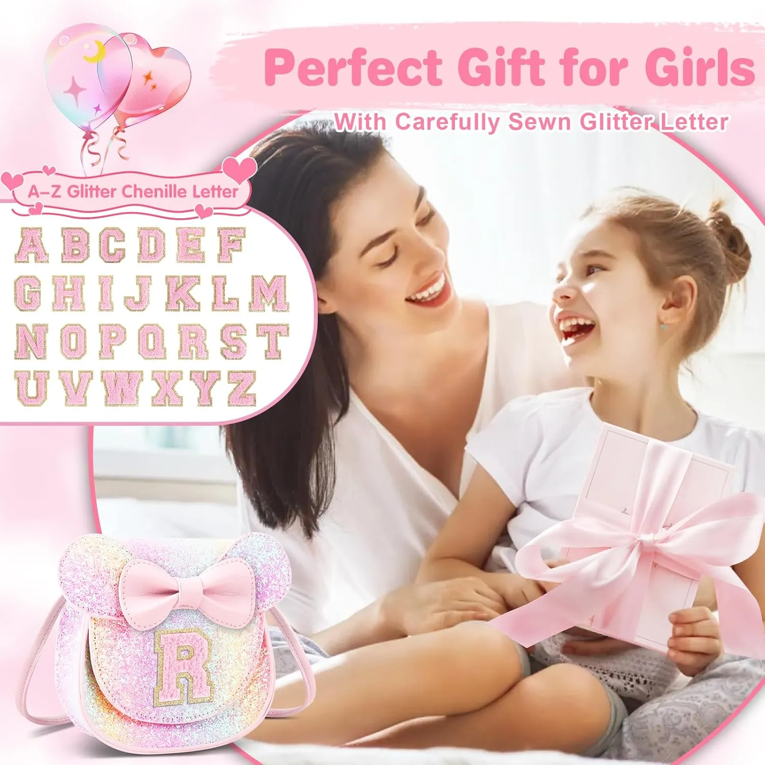 Little Girl Toddler Purse - Cute Mouse Ear Bow Crossbody Bag for 2-8 Year Olds - Birthday Gift