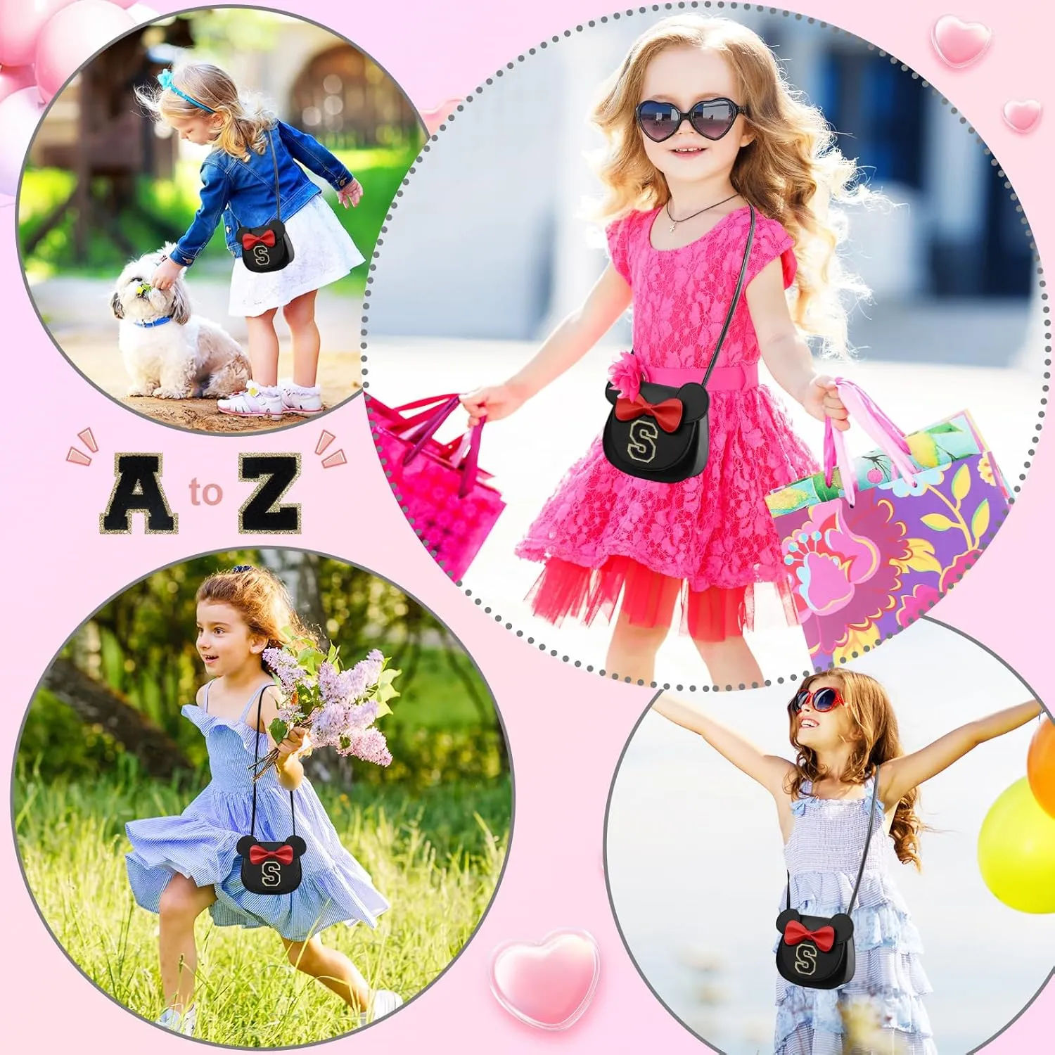 Little Girl Toddler Purse - Cute Mouse Ear Bow Crossbody Bag for 2-8 Year Olds - Birthday Gift