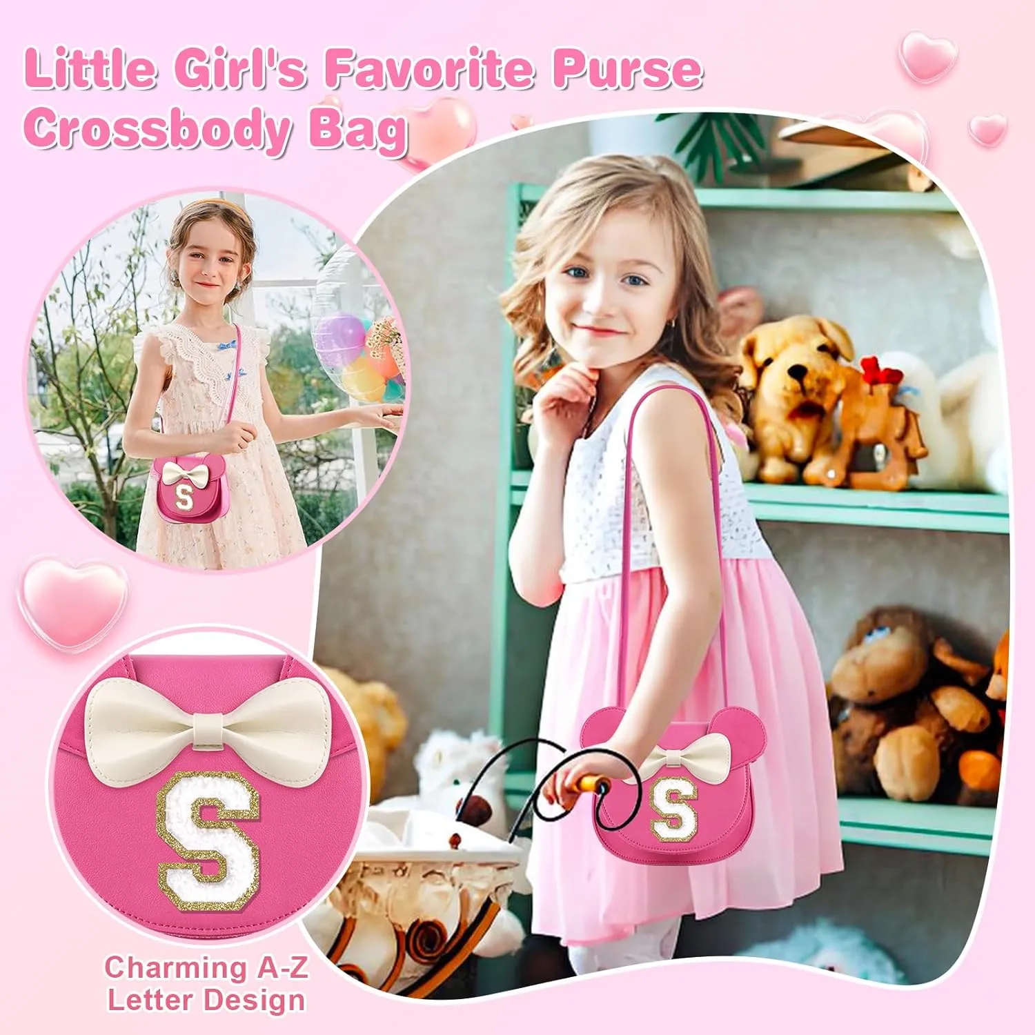 Little Girl Toddler Purse - Cute Mouse Ear Bow Crossbody Bag for 2-8 Year Olds - Birthday Gift