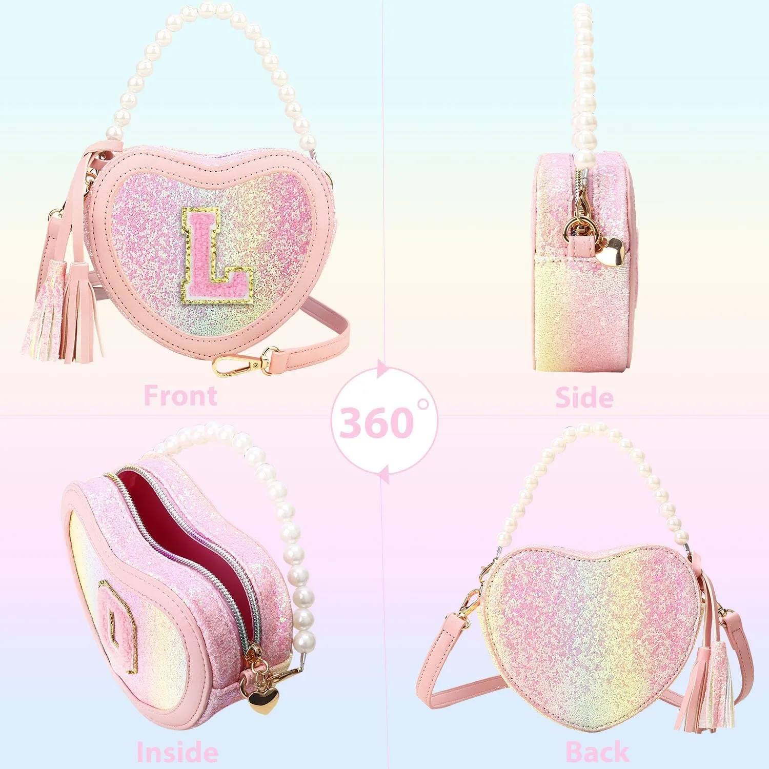 Little Girls Heart Purse - Toddler Shoulder Bag for Gifts