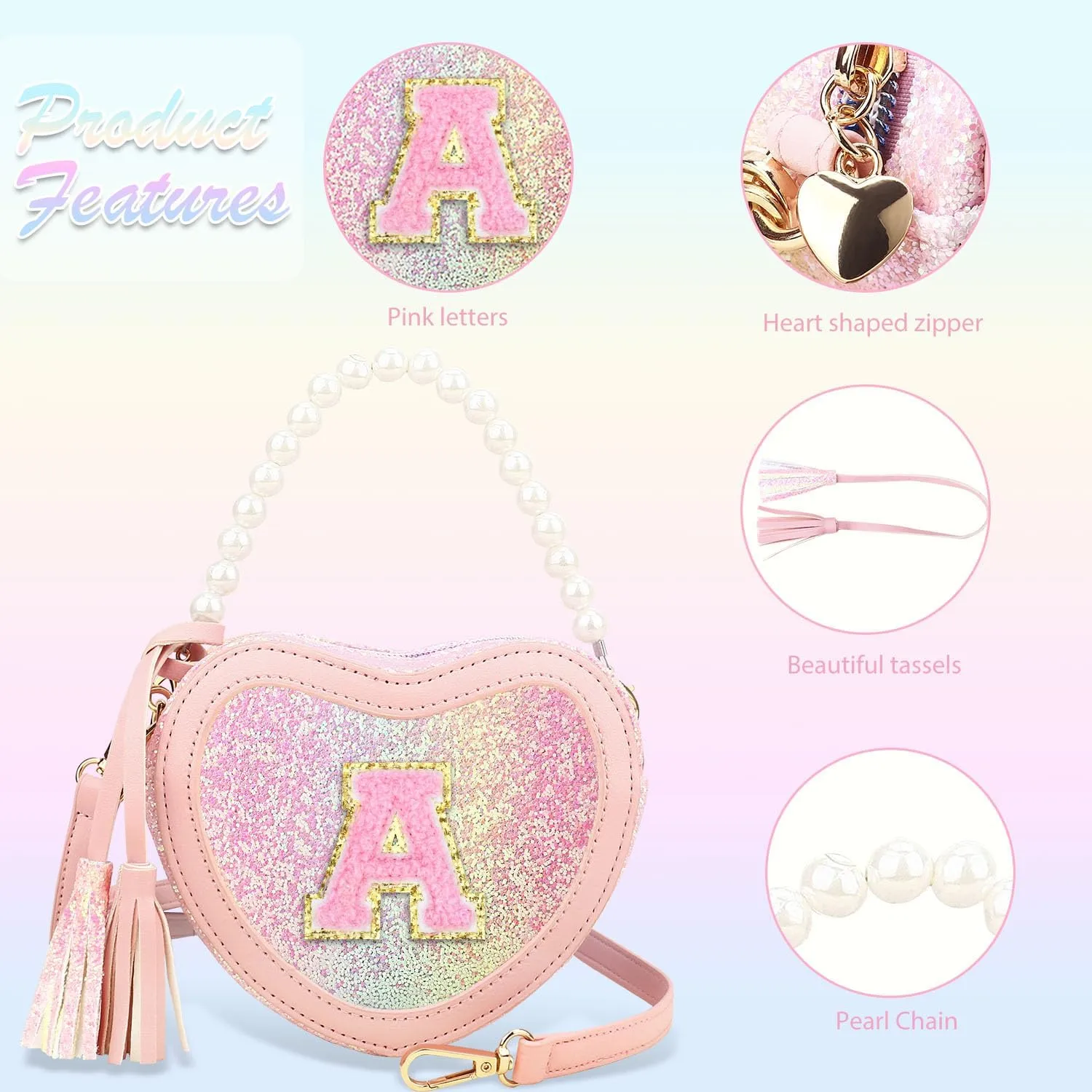 Little Girls Heart Purse - Toddler Shoulder Bag for Gifts