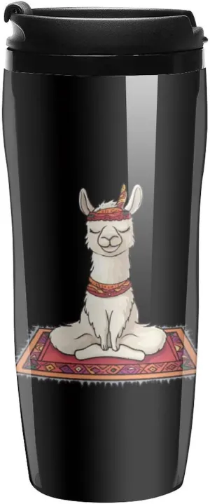 Llama Yoga Coffee Mug with Lid Portable Tumbler Water Bottle for Travel Business 350ml