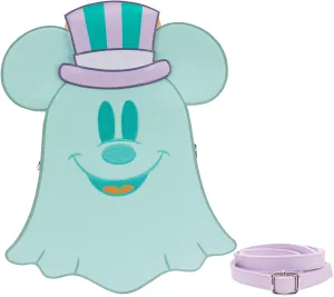 Loungefly Disney Pastel Ghost Mickey and Minnie Mouse Glow Crossbody Bag