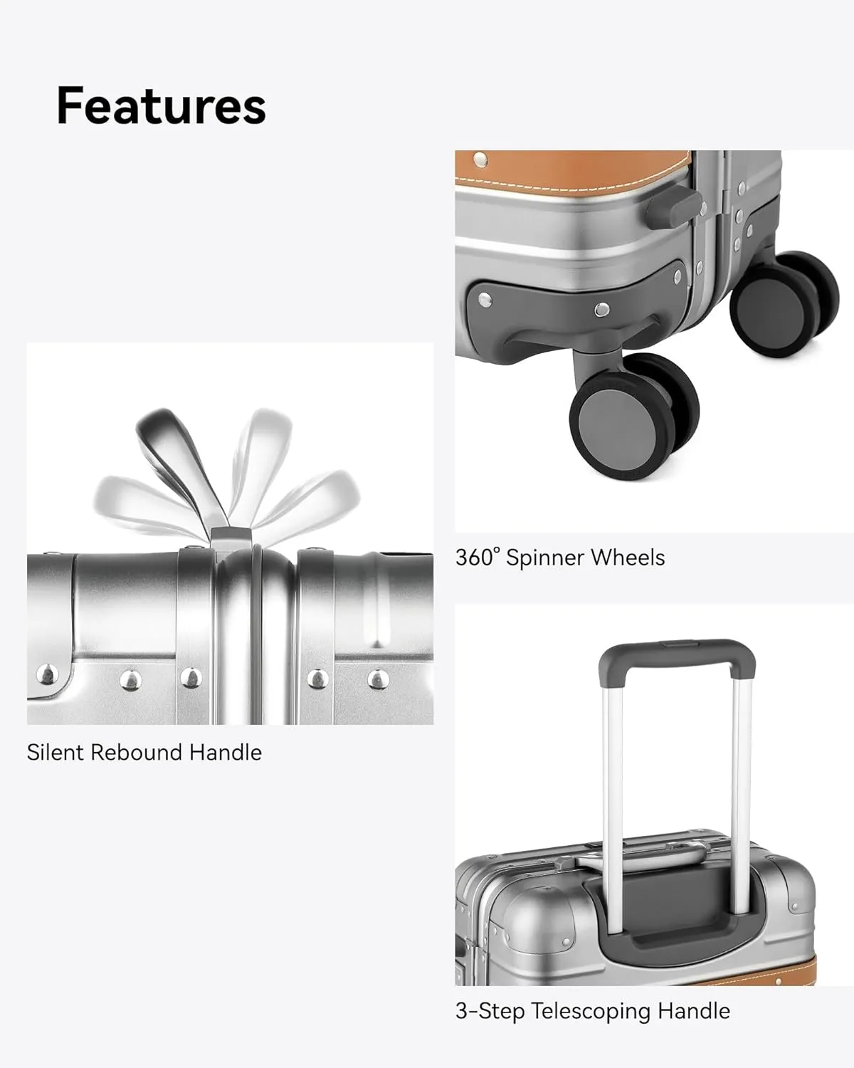 LUGGEX All Aluminum Carry On Luggage with USB Port - Hard Shell Zipperless Luggage with Wheels - Retro Meets Tech Travel (Vintage Suitcase)
