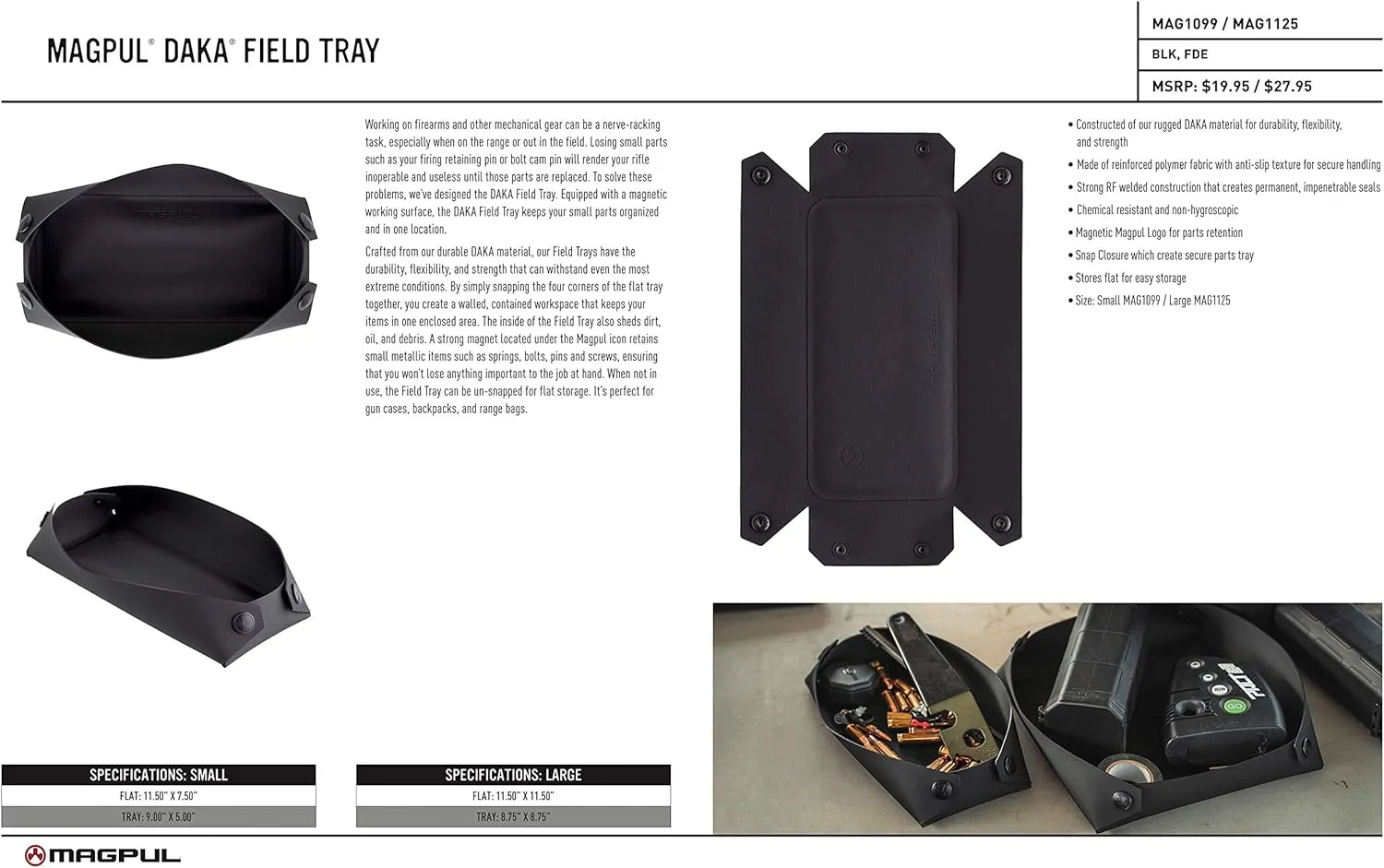 Magpul DAKA Field Tray Collapsible Magnetic Parts Holder