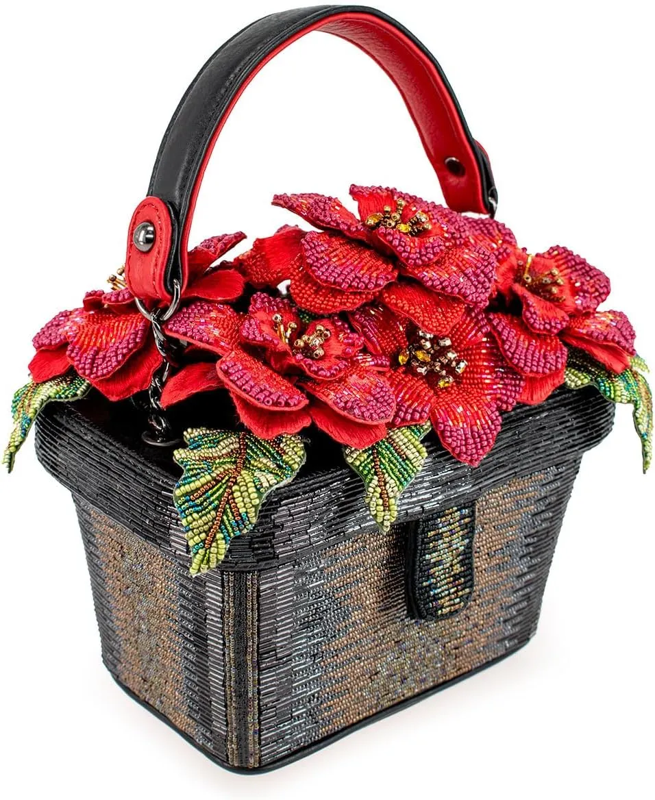 Mary Frances Floral Haven Beaded Handbag Flower Basket Top Handle Bag, Multicolor