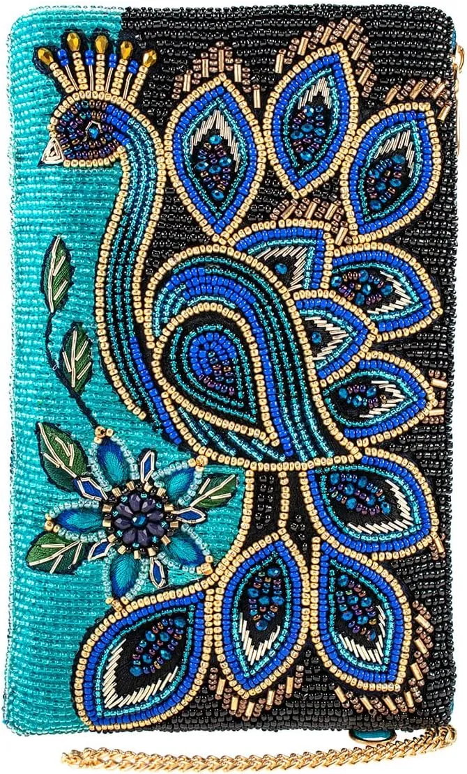 Mary Frances Peacock Pride Beaded Crossbody Phone Bag, Multi