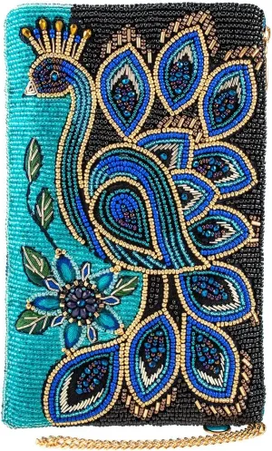 Mary Frances Peacock Pride Beaded Crossbody Phone Bag, Multi