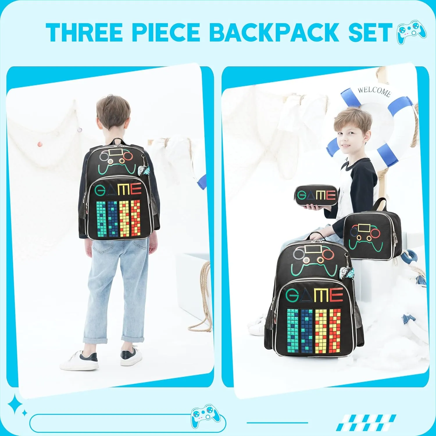 Meetbelify Backpacks for Boys School Backpack with Lunch Box for Elementary Student Kids Travel BookBag for Boys Ages 6-8 Years Old