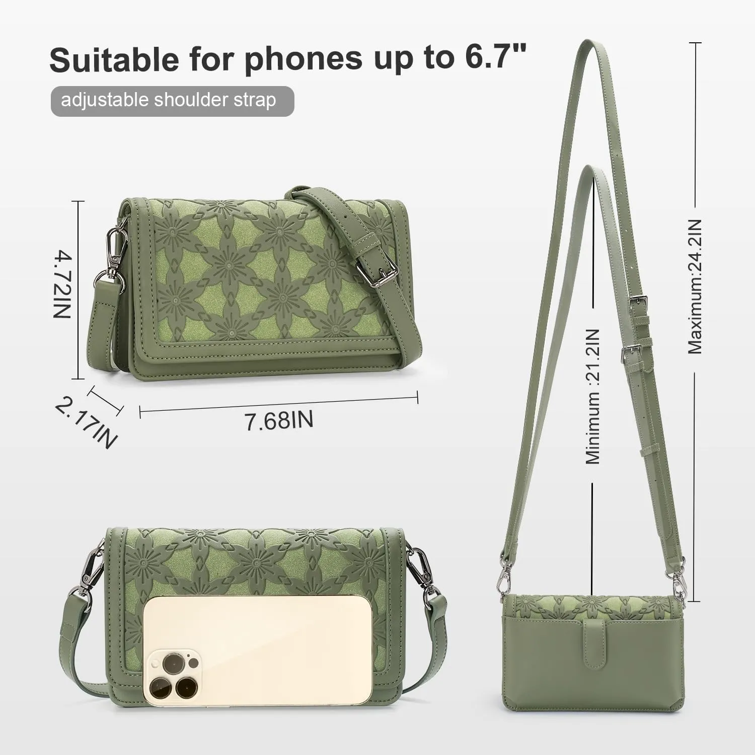 MEITRUE Crossbody Bags for Women Designer Phone Purse Small Shoulder Handbags RFID Wallet with Card Pocket-Snowflake Style