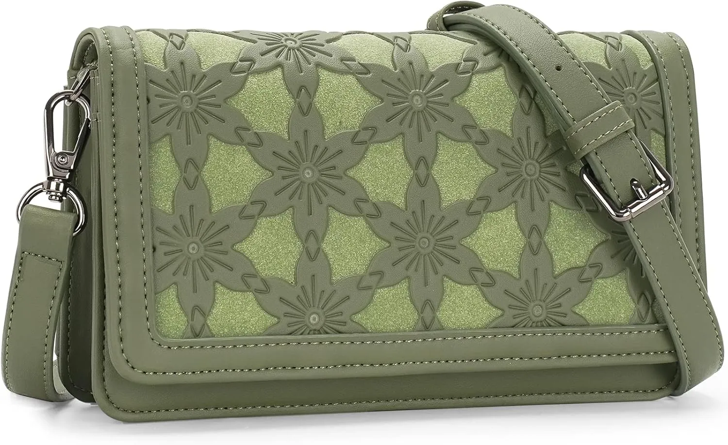 MEITRUE Crossbody Bags for Women Designer Phone Purse Small Shoulder Handbags RFID Wallet with Card Pocket-Snowflake Style