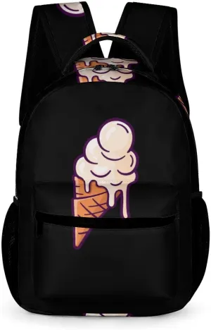 Melting Ice Cream Balls Cute Backpack Travel Work Bag with Water Bottle Pocket Adjustable Padded Shoulder Straps Daypack