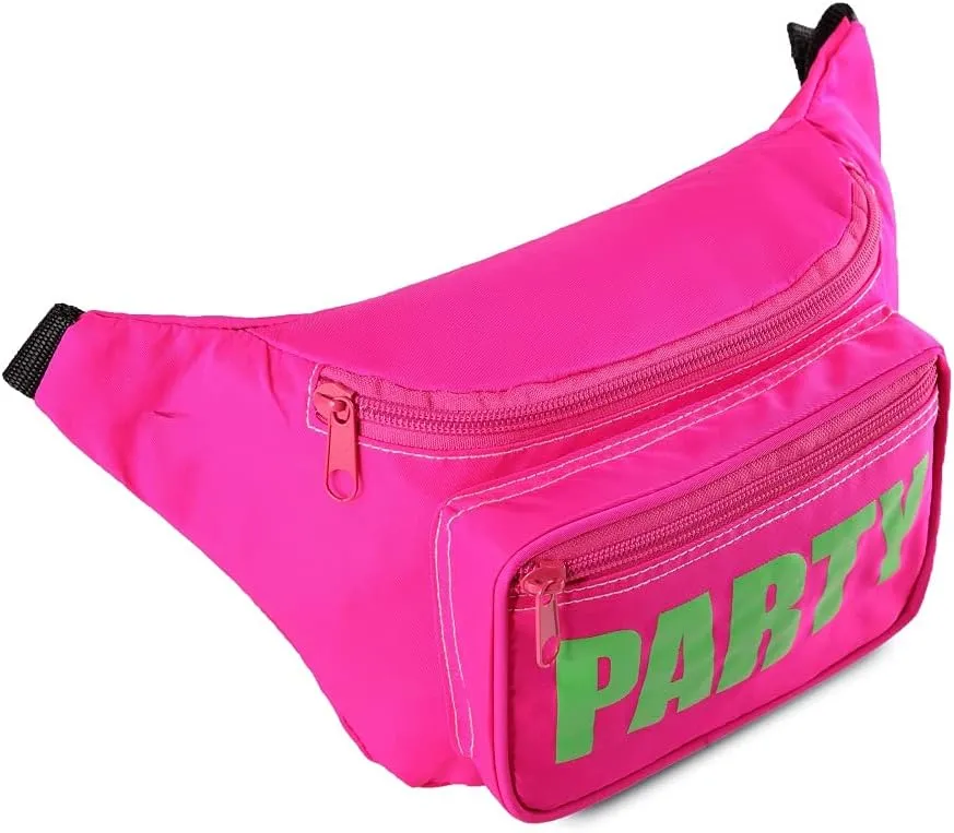 MIAIULIA 80s Neon Waist Fanny Pack for 80s Costumes,Festival Travel Party (onesize, Pink Party)