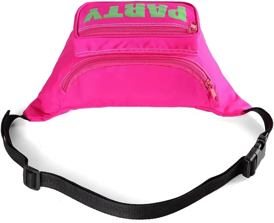 MIAIULIA 80s Neon Waist Fanny Pack for 80s Costumes,Festival Travel Party (onesize, Pink Party)