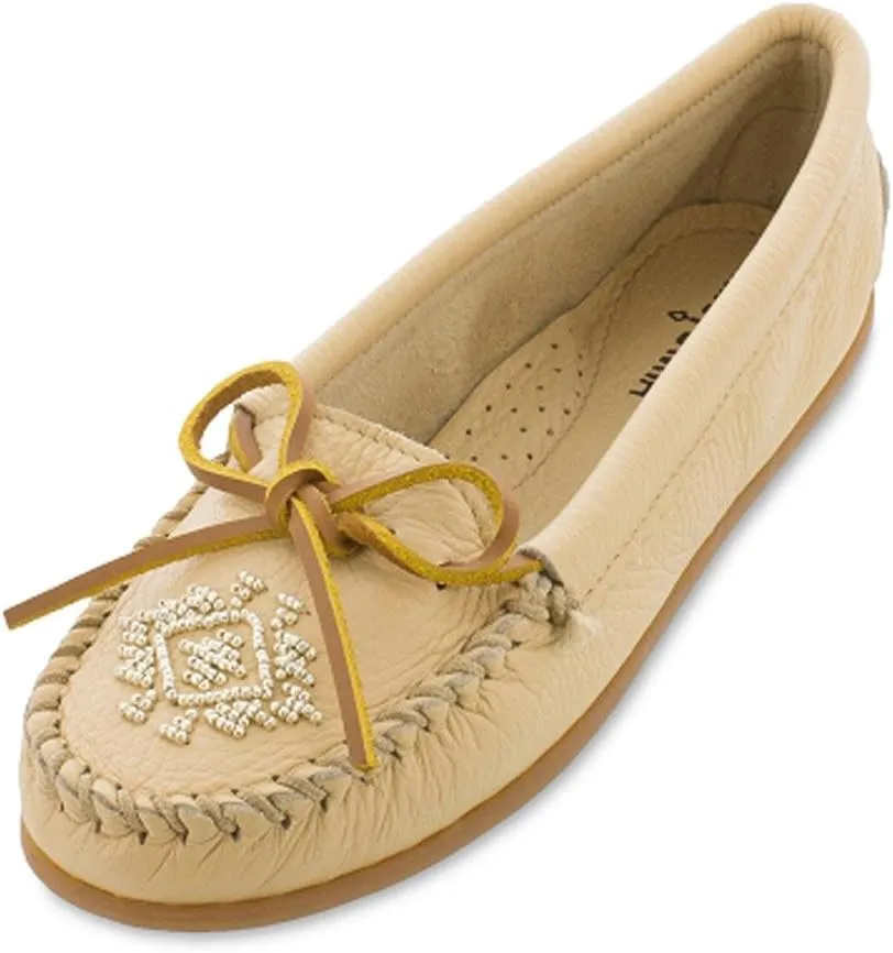 Minnetonka Women's Deerskin Beaded Moccasin Loafers Shoes