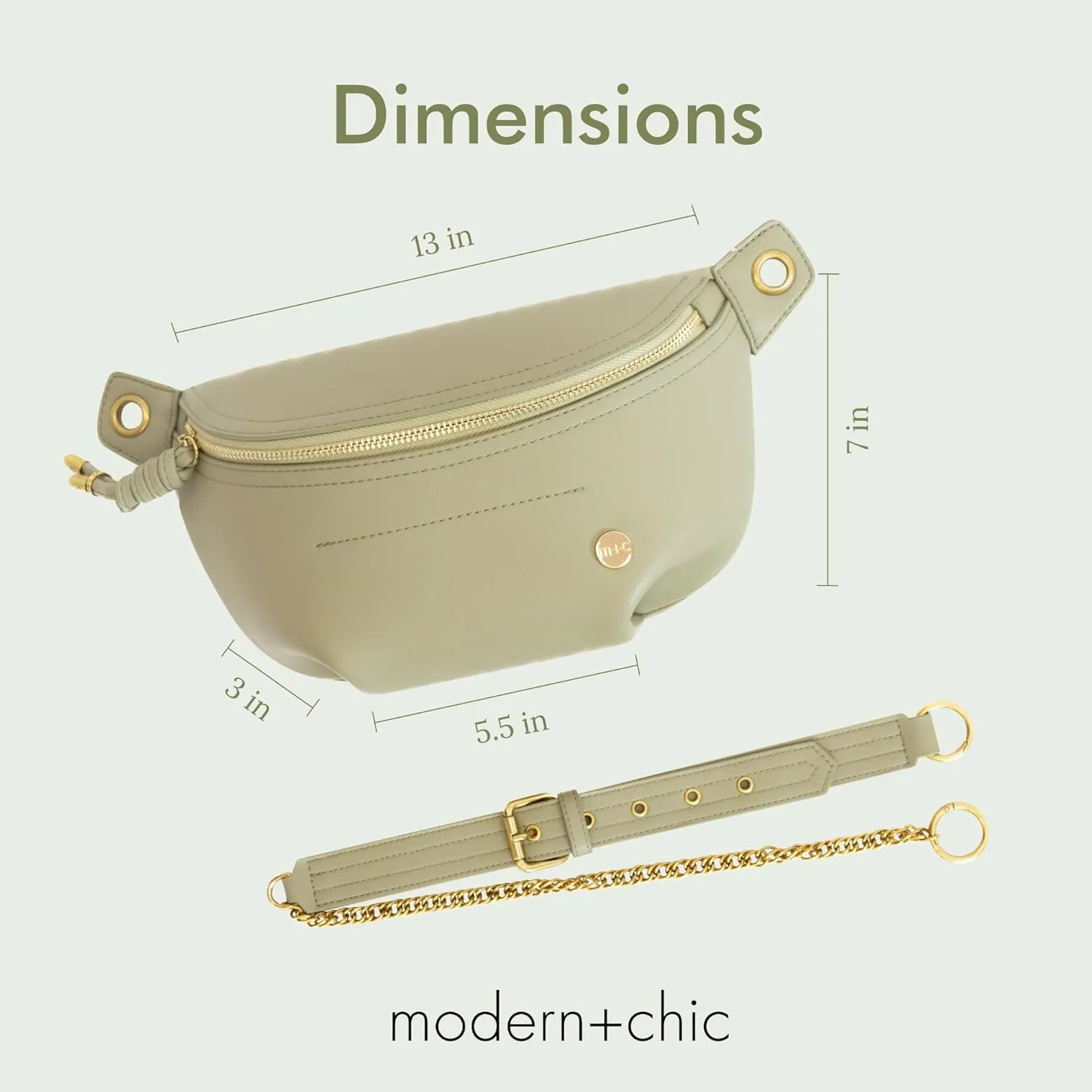 Modern Chic Belt Bag for Women - Catherine Vegan Leather Belt Bag, Crossbody Bag with Chain Strap and Interior Pocket
