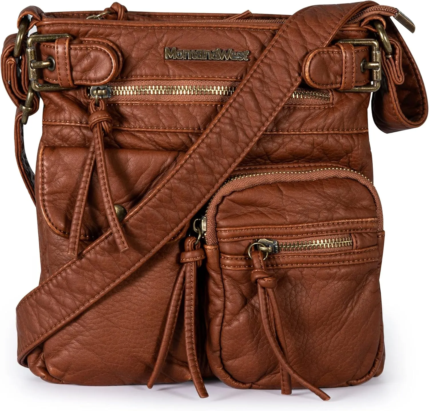 Montana West Crossbody Bag for Women Soft Washed Leather Multi Pocket crossbody handbags