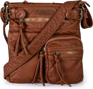 Montana West Crossbody Bag for Women Soft Washed Leather Multi Pocket crossbody handbags