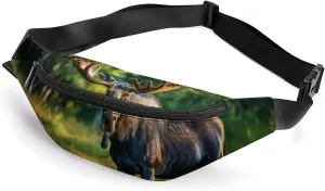 Moose in Forests Cute Fanny Pack Crossbody Lightweight Waist Bag for Men Women Outdoors Sports Hiking