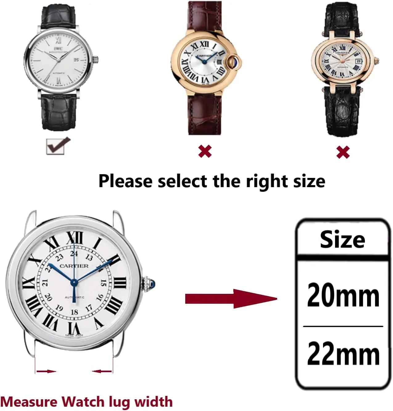 Moran Metal Watch Band Quick Release Replacement Wristband Smartwath Strap 20mm 22mm for Men Women