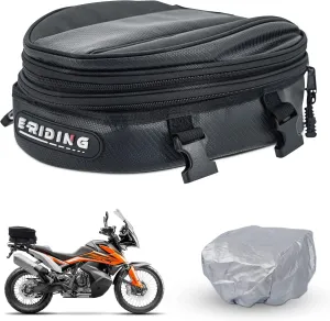 Motorcycle Tail Bag Backpack Waterproof Luggage Motorbike Saddle Seat Bag Multifunctional PU Leather Bike Sport Backpack (15 Liters)